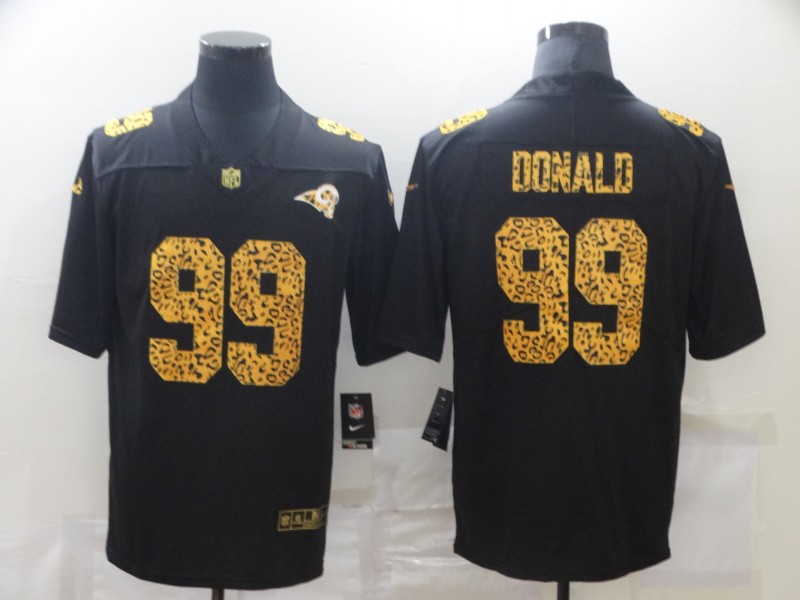 Men's Los Angeles Rams #99 Aaron Donald 2020 Black Leopard Print Fashion Limited Stitched Jersey Men's Los Angeles Rams #99 Aaron Donald 2020 Black Leopard Print Fashion Limited Stitched Jersey